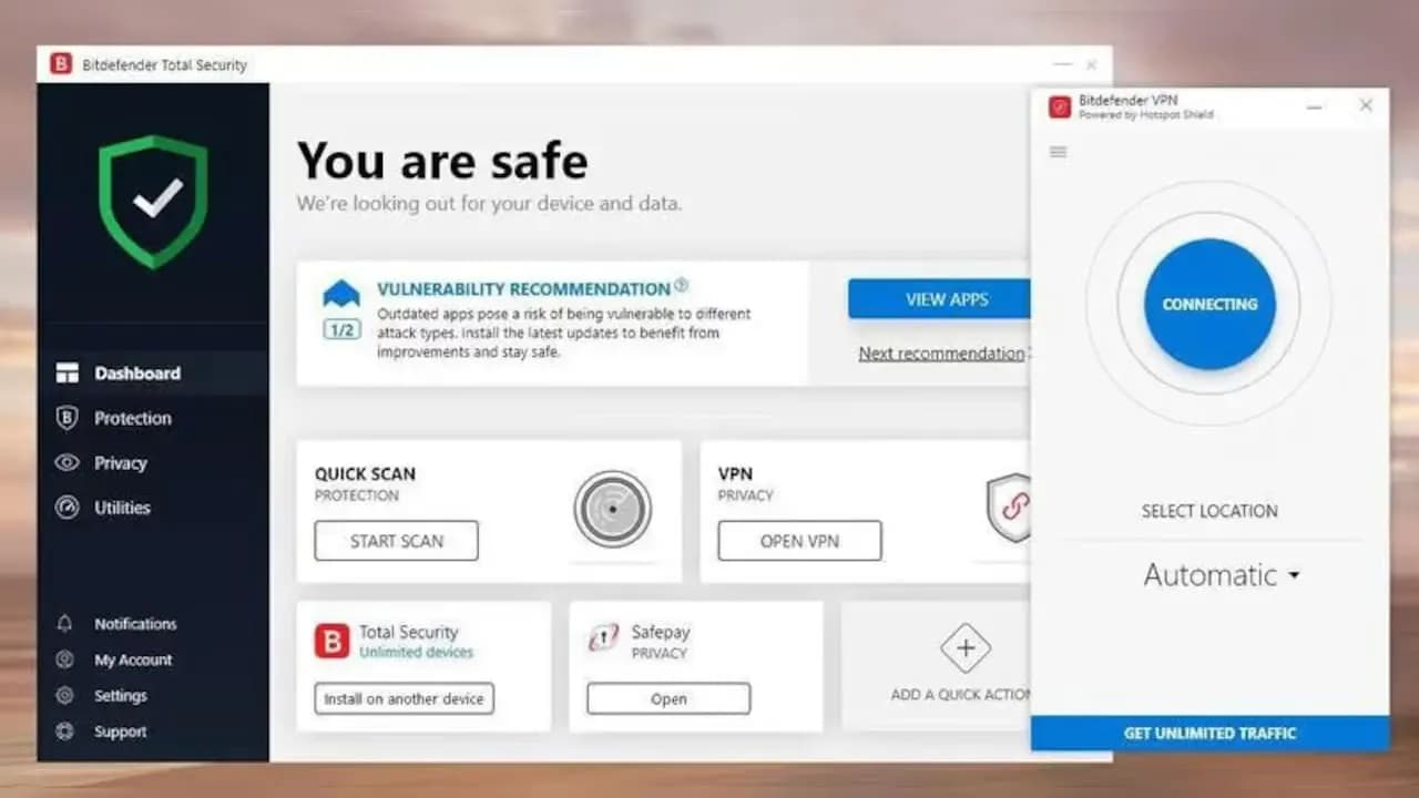 Screenshot 1 di Bitdefender Premium VPN 10 Devices, 1 Year Key