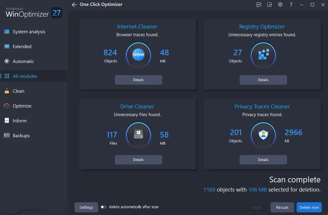 Ashampoo WinOptimizer 27 (1 Device, Lifetime) Key screenshot 3